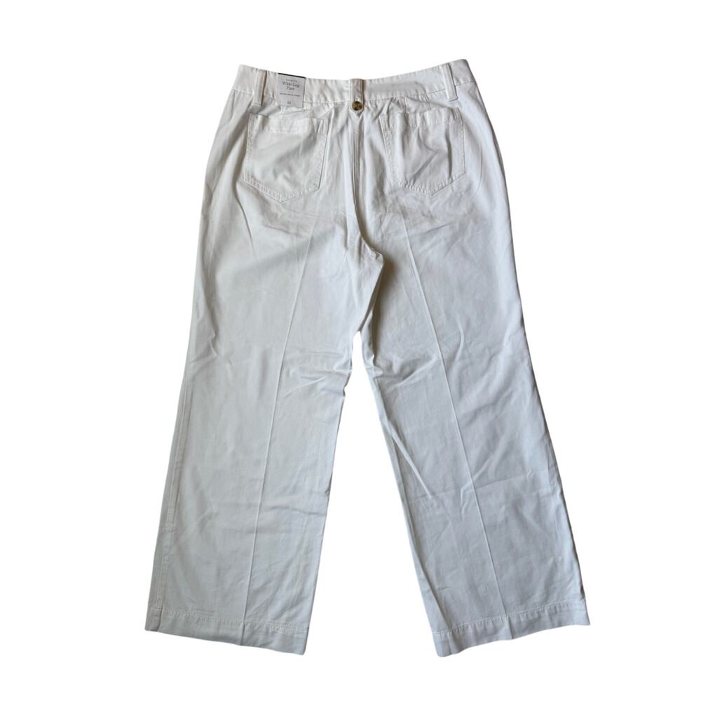 Talbots Wide Leg Pant White NWT Sz 14 Cotton Modal Trouser Chino Summer Resort - Picture 3 of 15